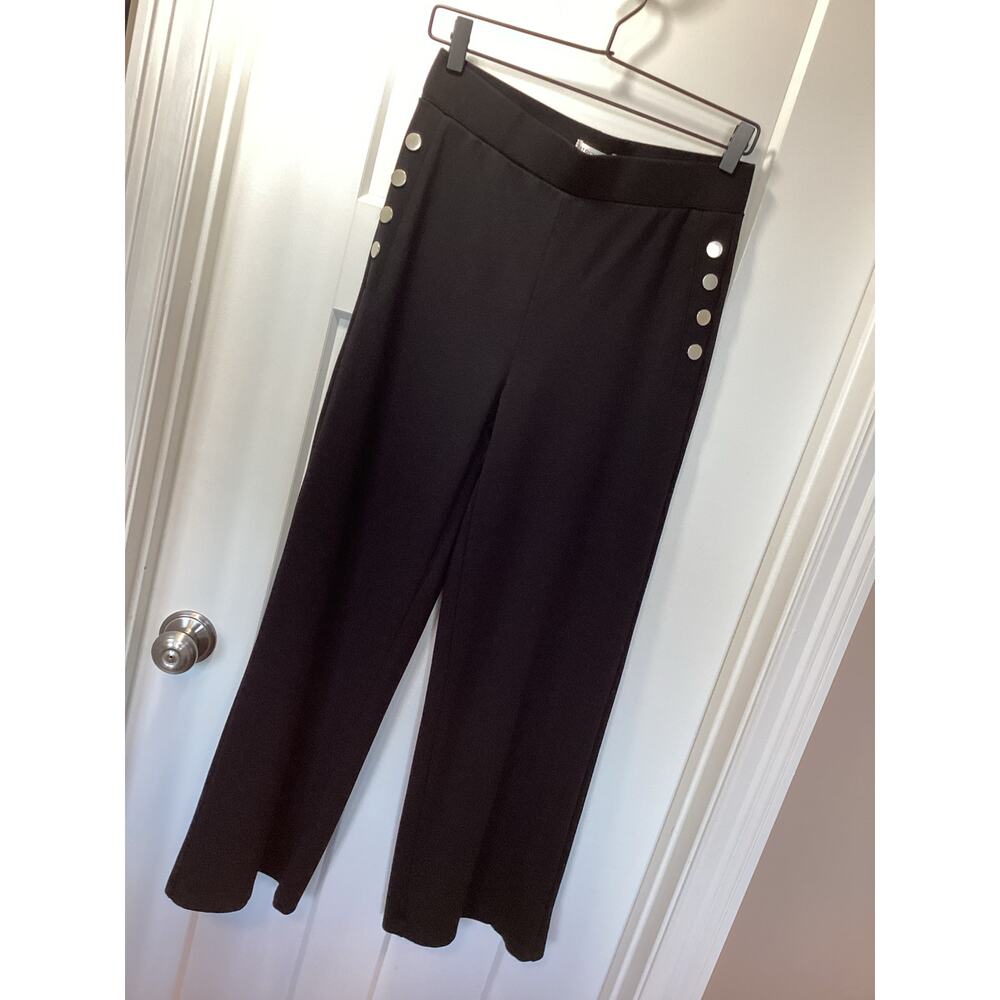 Patrizia Luca Milano Women's Pull-On Wide Leg Pants Stretch Black Size‎ Medium